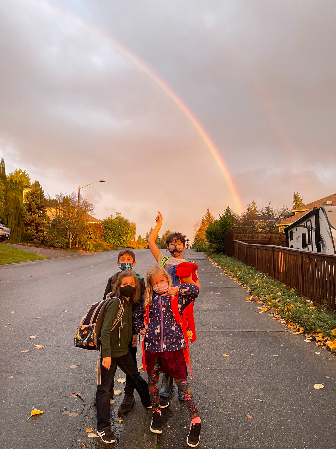 Kids and rainbow